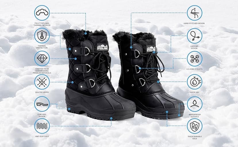 POLAR Womens Mid Calf Mountain Walking Tactical Waterproof Boots