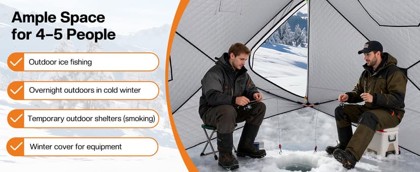 Albott Insulated Pop-Up Ice Fishing Tent, Ice Shanty with Oxford Fabric, Waterproof Rain Cover, Chimney Vent, Anchors, Ropes, Carry Bag, Insulated and Warm Large Fishing Area