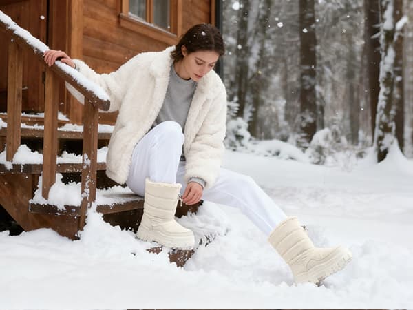 Viapipa Winter Boots for Women Waterproof, Snow Boots for Women, Womens Mid Calf Low Heel Zip Up Anti-Slip Warm Booties Comfortable for Outdoor Walking Hiking