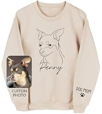 Personalized Pet Photo Design, For Pet Lovers, Everyday & Holiday Wear, Soft Cotton Blend, Meaningful Gift Custom Sweatshirt, Dog Mom & Cat Mom Sweatshirt, Pet Photo Gift B0CN32WK1K