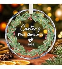 First Christmas Married Ornament, Personalized Wedding Gifts for Couple, Mr and Mrs Gift, Bridal Shower Gifts, Just Married for Newlywed Couples, Bride, Crystal Glass Wedding Christmas Ornaments 2025