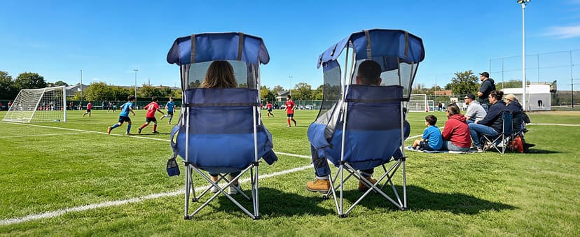 East Oak Oversized Camping Chair with Canopy | 400 LBS Heavy Duty Folding Beach Chair with Canopy Shade, Roomy Seat, Full Sun Protection, Ample Storage | Canopy Chair for Outdoors