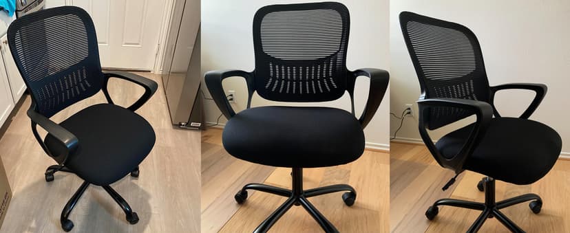 Sweetcrispy Home Office Managerial Executive Chair with Ergonomic Design, Mid-Back Mesh Swivel, Comfortable Lumbar Support, Comfy Arms for Bedroom,Study,Student, Black