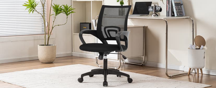Office Chair, Desk Chair with Lumbar Support Arms, Adjustable Computer Chair with Breathable Mesh Backrest, Home Office Desk Chairs for Student, Adults, Study, Dorm, Comfortable Office Chair(Red)