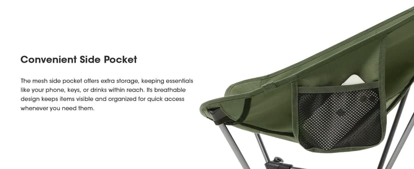 Camping Chair Backpacking Portable Hiking Ultralight Small Lightweight Folding Chair for Outdoor Camp Beach Picnic Concert, Supports 330lbs (Khaki,1PCS)