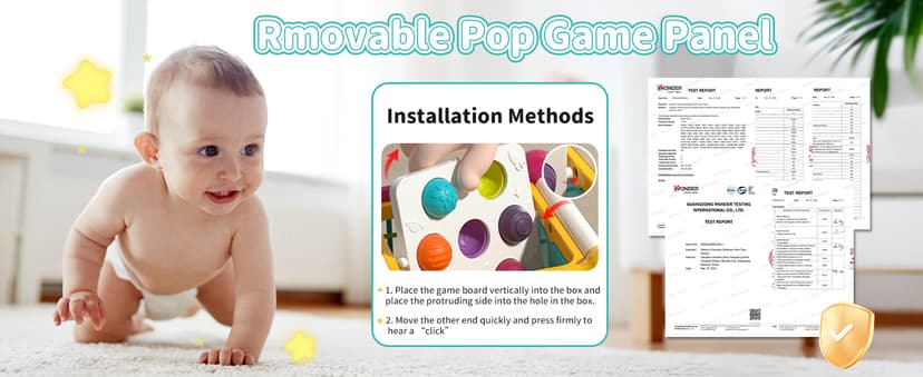 PANITU Baby Activity Cube, Cube Toys for Babies 6-12 Months, Toddler Music Busy Board with 4 Sensory Shape Blocks, 6-in-1 Educational Early Development Toy, Christmas, Birthday Gift for 1 Year Old