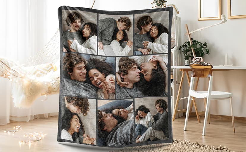 Custom Blanket with Picture Text Customized Fleece Photo Blanket for Couples Gifts Personalized Blankets and Throws Christmas Birthday Gifts for Boyfriend Girlfriend
