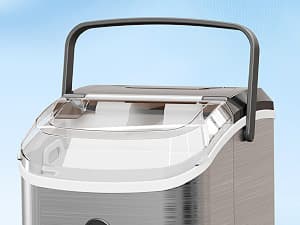 Antarctic Star Nugget Ice Makers Countertop with Auto-Cleaning, 35lbs/Day, Portable Sonic Ice Machine with Handle, Basket and Scoop for Home/Kitchen/Office/Camping(Stainless Steel Silver)