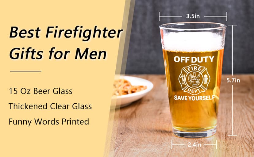 Futtumy Firefighter Gifts For Men, Off Duty Save Yourself Fire Dept Beer Glass, Fireman Gifts for Men, Funny Gift for Fire Fighter Firefighter Fireman for Christmas Retirement Appreciation