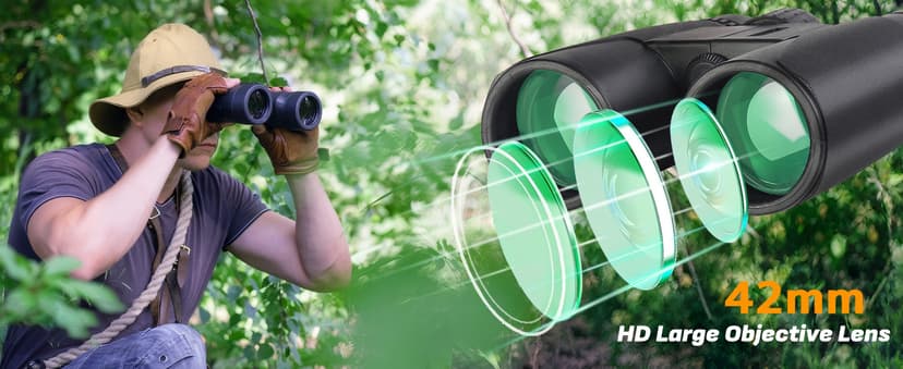 Asacam 10x42 HD Binoculars for Adults, BAK4 Prism Waterproof Lightweight Binoculars with Low Light Vision for Bird Watching, Hunting, Hiking, Travel, Cruise