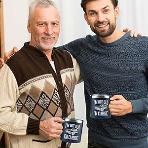 Gifts for Dad from Daughter, Son, Kids on Fathers Day, Christmas - Grandpa Gifts for Christmas - Birthday gifts for Grandpa - Dad Birthday gifts - Funny Mug 14oz, Navy Insulated Stainless Steel