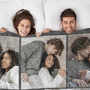 Custom Blanket with Picture Text Customized Fleece Photo Blanket for Couples Gifts Personalized Blankets and Throws Christmas Birthday Gifts for Boyfriend Girlfriend