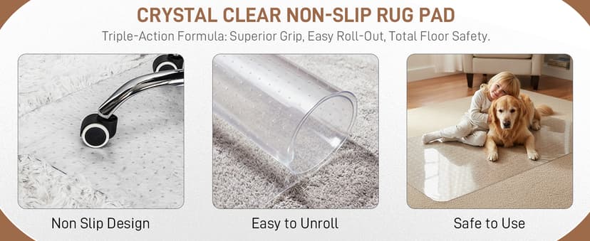 Winado Office Chair Mat, 36"x48" Non-Slip Under Computer Desk Chair Carpet Floor Protector, Heavy Duty Clear Plastic Chair Mats for Rolling Gaming and Work Chairs (Carpet 90 * 120 * 0.2cm with Lip)