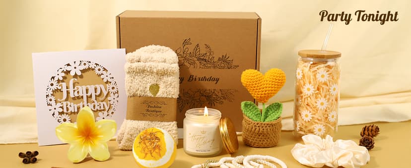Birthday Gifts for Women, Unique Happy Birthday Gift Baskets for Teen Girls, Women, Her, Best Friend, Daughter, Sister, Self Care Package Cute Daisy Aesthetic Glass Cups Gift Box 9pcs Set B0FL1NQ5X4