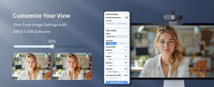 EMEET NOVA 4K Webcam for PC - Ultra 4K HD, PDAF Autofocus, Dual Omnidirectional Mics, 73° FOV, Auto Light Correction, USB-A, Privacy Cover, Ideal for High-End Business Meetings&Live Streaming