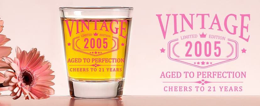 21st Birthday Gifts for Her - Limited Edition Shot Glass - Vintage 2004 Cheers To 21 Years, Finally 21 Party Decorations Supplies - Turning 21 Bday Present for Girl Women Sister Daughter Friends
