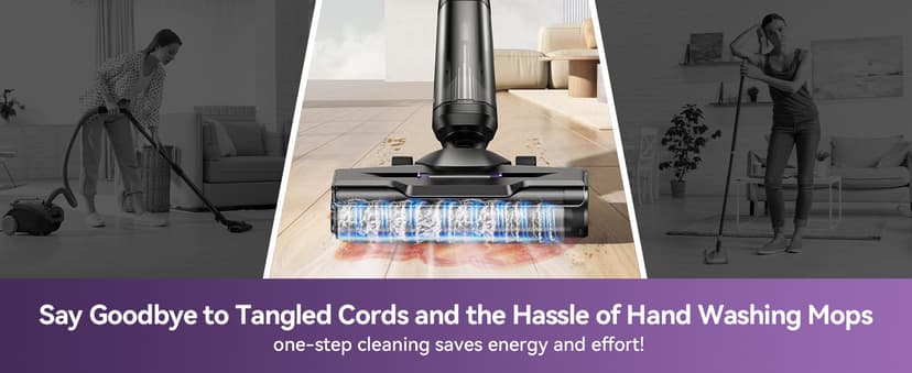 Twotoo Wet Dry Vacuum Cleaner 16,000Pa,45Mins Runtime Cleaning Area 2,600 ft²,Cordless Vacuum Cleaner, Cordless Vacuum and Mop All in One,for Hard Floors Sticky Messes and Pet Hair,W15 Set