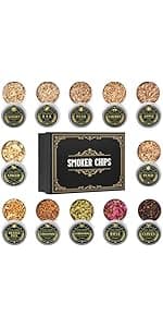 Whiskey Smoker Kit with Torch - 6 Flavors Wood Chips, 2 Glasses, 2 Ice Ball Molds - Cocktail Smoker Infuser Kit, Old Fashioned Drink Smoker Kit, Birthday Bourbon Whiskey Gifts for Men,Dad(NO Butane)