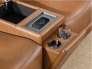 Watson & Whitely Genuine Leather Power Recliner Sofa, 3 Seater Wall Hugger Reclining Sofas with Power Headrest, USB & TypeC Ports, Electric Recliner Couch Set for Living Room, Saddle Brown