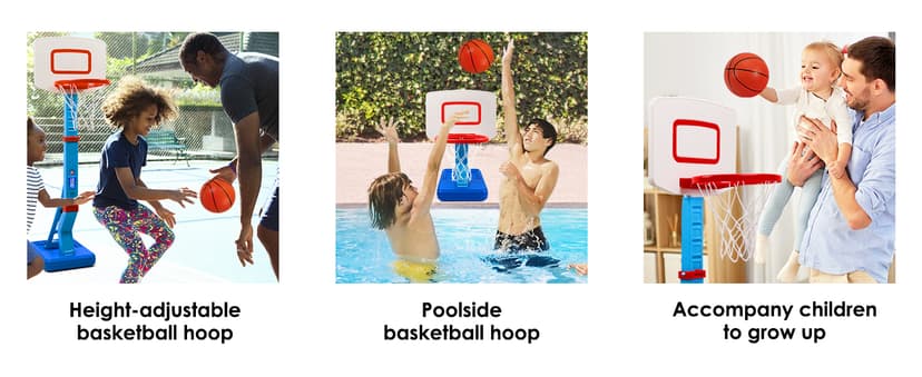 SUPER JOY Toddler Basketball Hoop - Height Adjustable Kids Hoop for Indoor & Outdoor Play - Portable Mini Basketball Goal for Poolside- Game Sport Toy for Boys & Girls Age 1 2 3 4 5