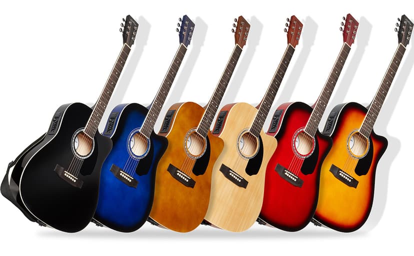 Ashthorpe Full-Size Thinline Cutaway Acoustic Electric Guitar Package with 10 Watt Amp - Natural