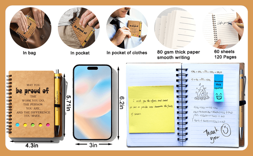 2026 Inspirational Spiral Notebook 10 Sets Portable Employee Appreciation Gifts Bulk Journals with Sticky Note Pen for Teachers Students Friends Colleagues Volunteer Nurse and Family Thank You Gifts B0DPKGP4F4