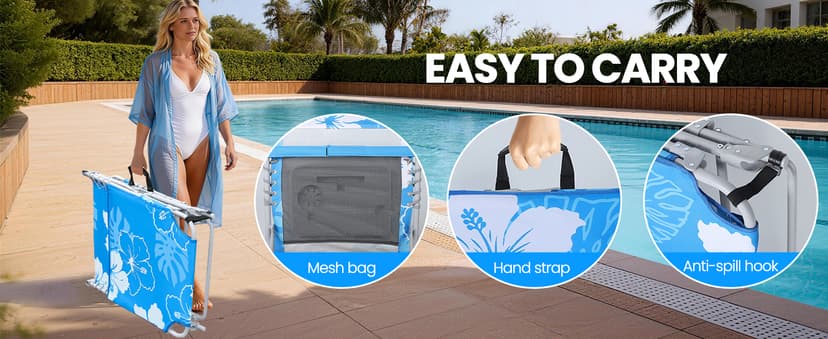 KingSom Sun Tanning Chair with Face Hole,Beach Lounge Chair with Folding Side Table,6-Position Recliner Chaise Lounge Chair,Pool Lounge Chair Outdoor Lay Flat with Pillow & Pocket,Max 350lbs-White