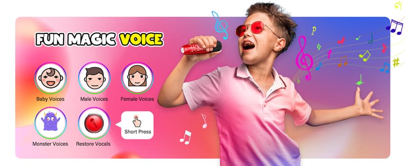 Mini Karaoke Machine Toys Gifts: Kids Toys Christmas Birthday Gifts for 4 5 6 7 8 9 Years Old Girl Boy Stocking Stuffers LED Portable Bluetooth Speaker with 2 Wireless Microphone Girl Gift Age 3-12+