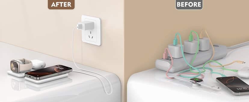 Magnetic Wireless Charger for iPhone: 3 in 1 Travel Charging Station for Apple Devices for iPhone 17 Air 16 15 14 13 12 Pro Max Plus - Foldable Charging Pad for Apple Watch Series & Airpods 4 3 2 Pro