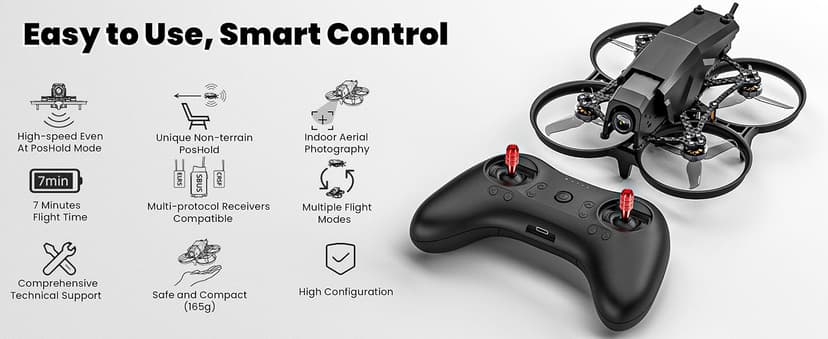 FPV Racing Drone for Beginners, F108 2.5 Inch FPV Drone Kit with Optical Flow Positioning, Equipped with T8S 8 Channel 2.4GHz RC Pocket Sized Portable Transmitter,Easy to Fly RTF FPV Drone