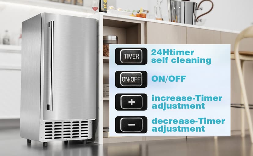 Electactic Nugget Ice Machine, Commercial Undercounter Ice Maker, 66Lbs/Day, Built-in Freestanding Stainless Steel, Self-Cleaning & 24H Timer for Business/Bar
