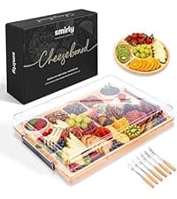 SMIRLY Charcuterie Board Set - Large Bamboo Cheese Board for Serving - House Warming Gifts New Home, Wedding & Bridal Shower Gift, Birthday Gift for Women