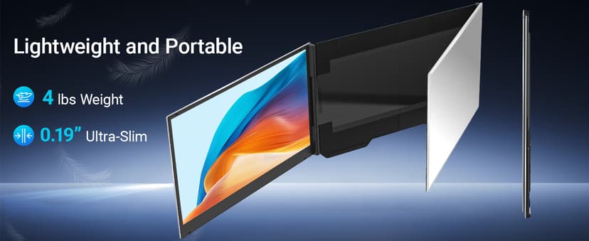 15.6" Laptop Screen Extender, 1080P FHD Triple Portable Monitor for Laptops, Ultra-Slim Travel Dual Monitor Fit for 13-17.3" Laptops, USB-C Plug&Play Extended Screen Compatible with Win/Mac/Android