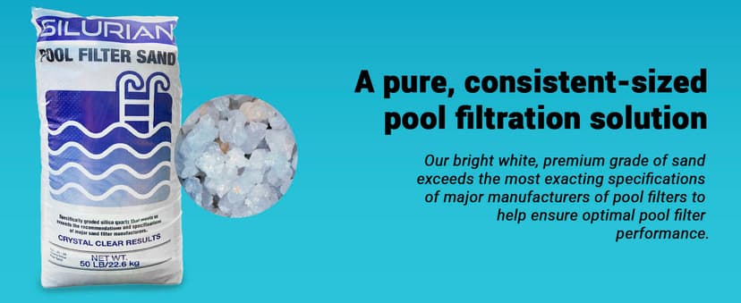U.S Silica Silurian 20-Grade Silica Quartz Filter Sand for Pool Pump System, 50 lb Bag - White Filtration Media for Crystal Clear and Cleaner Water in Inground & Above Ground Swimming Pools