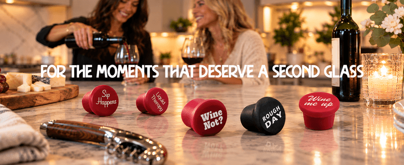 Funny Silicone Wine Stopper Set – Must-Have Wine Accessories & Perfect Wine Gifts for Women & Men – Airtight & Reusable