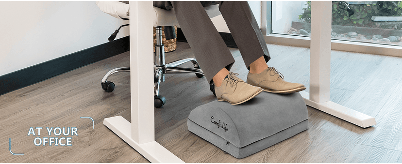 ComfiLife Foot Rest for Under Desk at Work – Adjustable Desk FootRest for Office Chair, Gaming Accessories – Ergonomic Teardrop Design for Back, Hip & Leg Pain Relief – 100% Memory Foam (Gray)