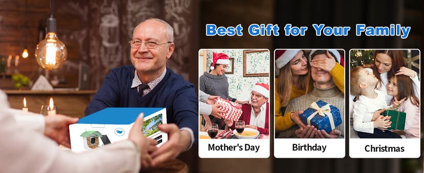 Bird Feeder with Camera,AI Identify Birds Species,Smart Bird Camera with Solar Powered,Auto Record FHD Birds Video in Backyard,Instant Notifications,Ideal Gift for Family and Bird Lovers,Navy Blue