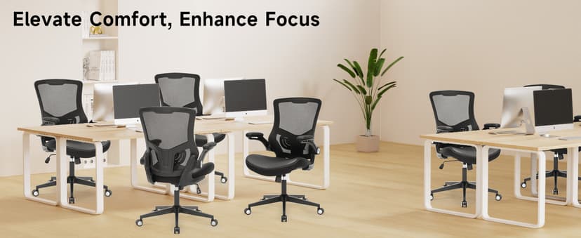 Office Chair Ergonomic Desk Chair 350lbs Comfy Mesh Computer Chair with Adjustable Lumbar Support Flip-up Armrests, Executive Rolling Swivel Comfy Task Chair for Home Office