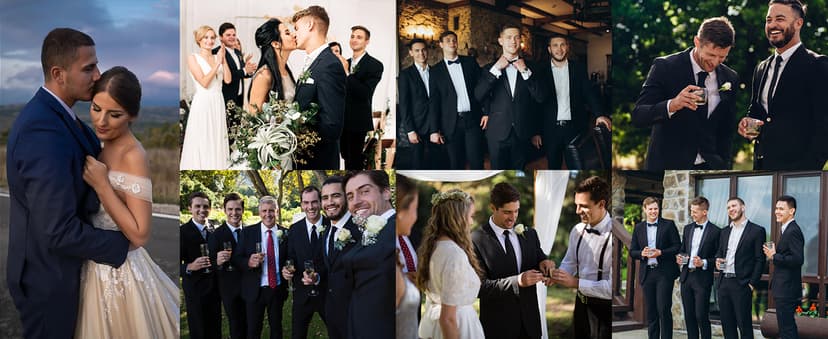 Mens Suit 2 Piece Suits for Men One Button Slim Fit Solid Jacket & Pants Tuxedo Set Business Wedding Party