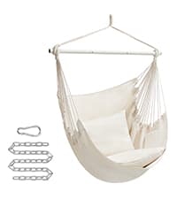 SONGMICS Hammock Chair, Load Capacity 500 lb, Hanging Chair with 2 Cushions, Large Hammock Swing with Chain and Pocket, for Indoor, Outdoor, Living Room, Bedroom, Slate Gray UGDC197G02