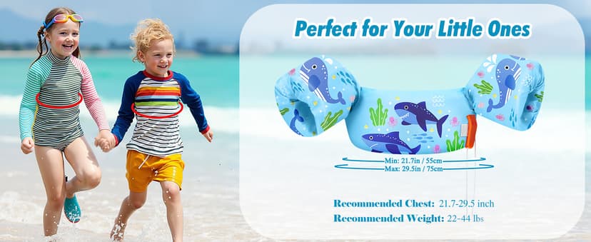 HeySplash Swim Vest for Kids, Toddler Pool Floaties, Children Swimming Vest with Adjustable Strap, Swim Jacket Water Wing Arm Float, Puddle Sea Beach Boat Jumper Boy Girl Baby