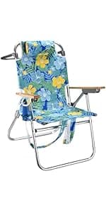 Backpack Beach Chairs for Adults Capacity 300 LBS high 5 Position Beach Chair with Pouch Straps Folding Lightweight Reclining Aluminum Wide Lay Flat Single