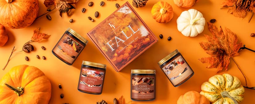 Fall Candles Set, 4 Pack Candles for Home Scented Natural Soy Wax, Autumn Gifts Set for Women Men, Fall Fragrance of Pumpkin/Cinnamon/Vanilla Cupcake/Apple B0F66HVPDY