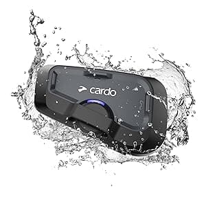 Cardo Systems FREECOM 4X Motorcycle 4-Way Helmet Bluetooth Communication System Headset Intercom, Universal Bluetooth Connectivity, Waterproof, 40mm Speakers - Single Pack