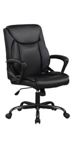 FDW Office Chair Computer High Back Adjustable Ergonomic Desk Chair Executive PU Leather Swivel Task Chair with Armrests Lumbar Support (Black)