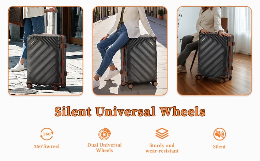 Rosamo 5 piece Luggage Set Expandable Suitcase 22x14x9 Airline Approved Carry on, ABS Hard Case Suitcases with Spinner Wheels, TSA Lock (Pink)