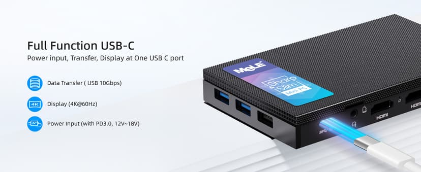 MeLE Quieter4C N150 Fanless Mini PC with Win-11-Pro,16GB RAM LPDDR5 512GB SSD Micro Desktop Computer,Dual HDMI,Support 4K Triple Display USB3.2x3,USB-C,WiFi BT5.1,Small Portable PC Industrial Business