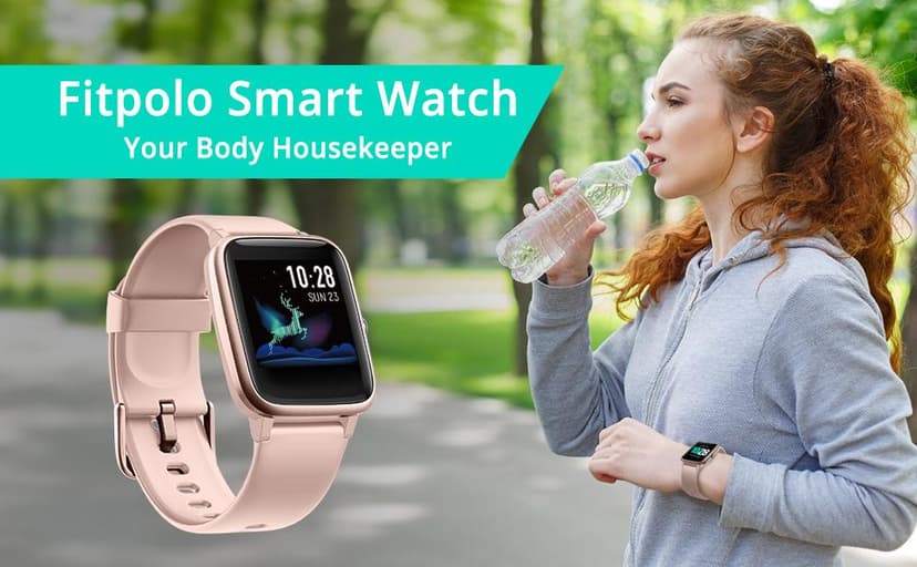 Fitpolo Smart Watch for Women,1.8” Touchscreen, Bluetooth Call, Alexa Built-in,24/7 Heart Rate SpO2 Monitor,Step Counting,Sleep Tracking, IP68 Waterproof Fitness Tracker Watch for Android iPhone