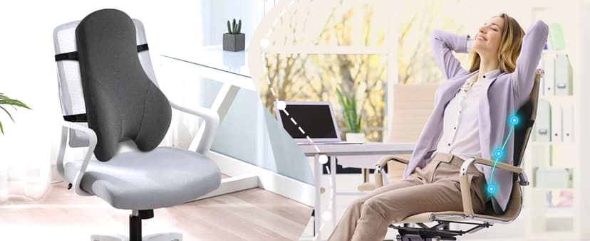 Teemour High Back Support Pillow for Office Chair, Fully Support Back Cushion - Memory Foam Lumbar Support Pillow for Office Chair, Desk, Gaming Chair, Promotes Posture Pain Relief Adjustable Straps