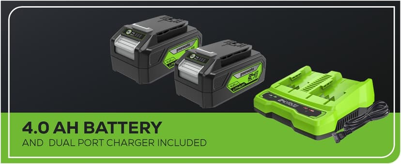 Greenworks 48V (24V x 2) Cordless Brushless Leaf Blower/Vacuum (520 CFM / 240 MPH) with Bag, Powerful & Efficient for Yard Debris Cleanup, Includes (2) 4.0Ah Battery & Dual Port Charger